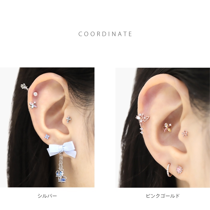 凛 RIN 軟骨ピアス 16G ボディピアス 花 蝶 蝶々 リボン ちょうちょ