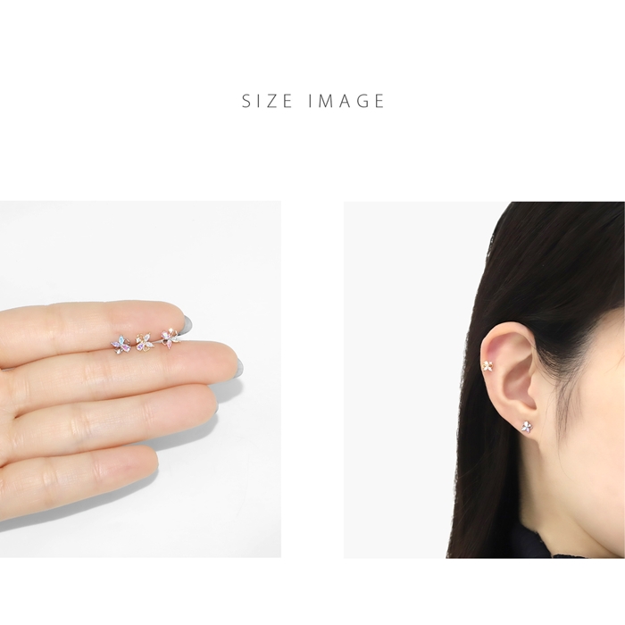 軟骨ピアス 16G 花 蝶 リボン 蝶々 ちょうちょ はな フラワー ジュエル
