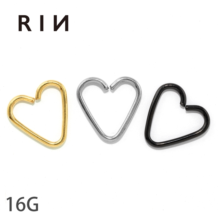 凛 RIN ボディピアス ハート シームレスリング 軟骨 16G フープ