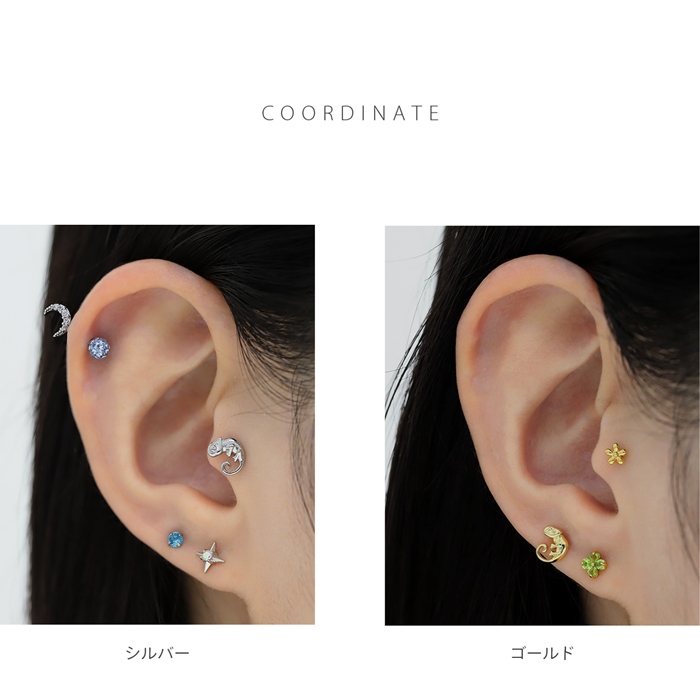 凛 RIN ボディピアス 14G 16G カメレオン 軟骨ピアス 爬虫類 は虫類