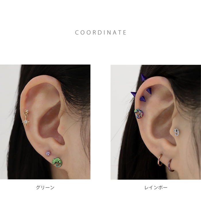 凛 RIN ボディピアス 14G 16G カメレオン 軟骨ピアス 爬虫類 は虫類