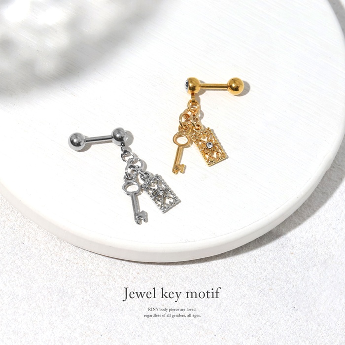 凛 RIN ボディピアス 14G 16G 軟骨ピアス 鍵 キー ジュエル かわいい