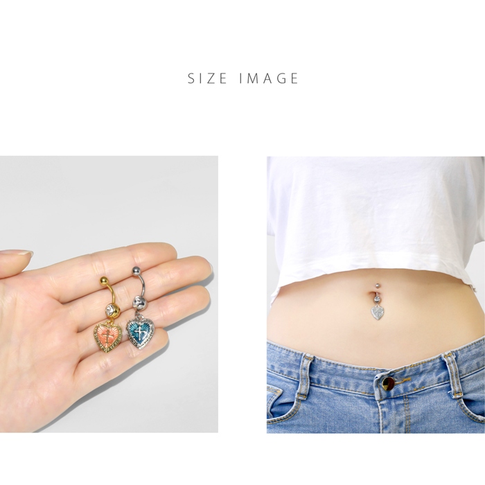 凛 RIN へそピアス ボディピアス ハート 14G 18G 軟骨 ネイブル クロス