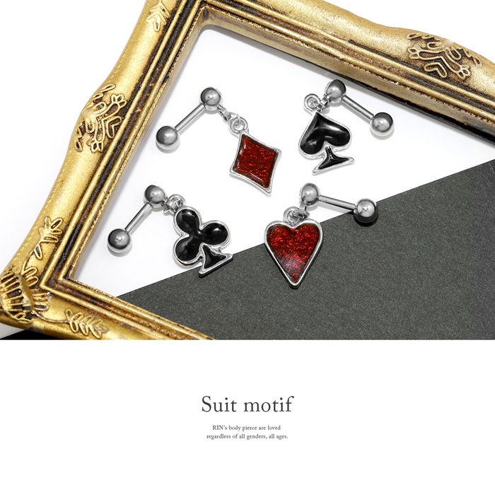 凛 RIN ボディピアス トランプ ハート 軟骨 14G 16G ダイヤ スペード