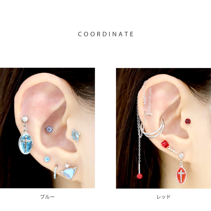 凛 RIN ボディピアス 軟骨ピアス 14G 16G クロス 十字架 メダイ