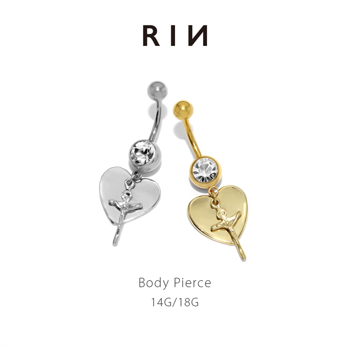凛 RIN へそピアス ボディピアス クロス 14G 18G ハート 十字架 クロス