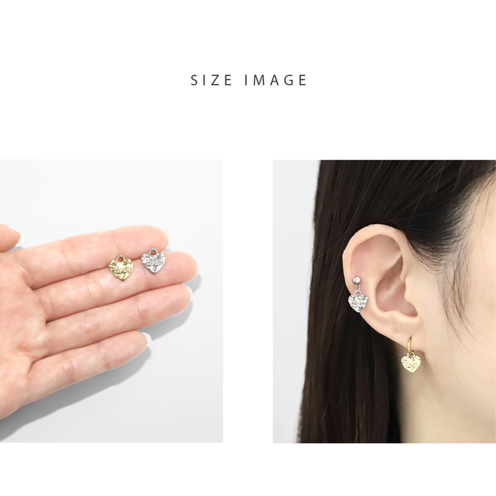 144 ボタン盛りカボション✖︎CCBチャーム✖︎パール等々　ピアスorイヤリング 凛 RIN チャーム ハート 14G 16G 18G ボディピアス 叩き仕上げ