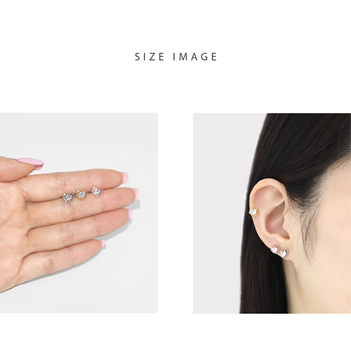 凛 RIN ボディピアス 16G 軟骨 ハート キラキラ 片耳用 ジュエル