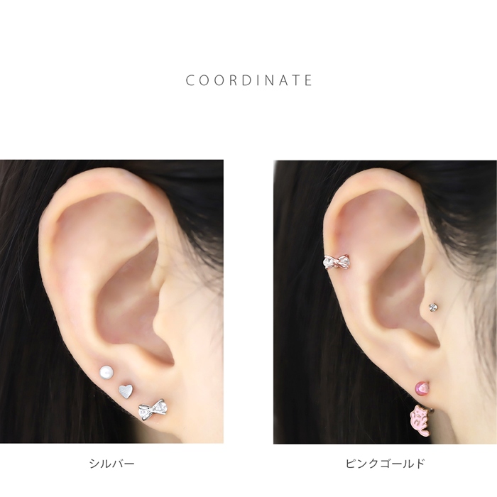 凛 RIN ボディピアス 16G リボン りぼん 軟骨ピアス ジュエル キラキラ