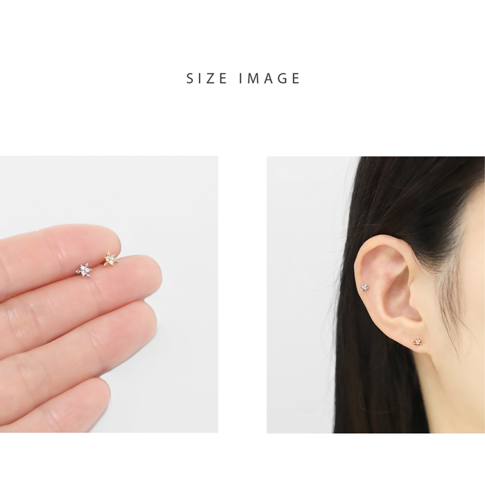 凛 RIN ボディピアス 16G 軟骨 トリニティジュエル 六花 六芒星