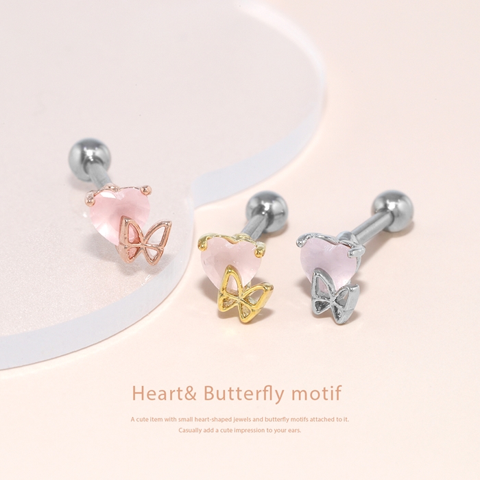 凛 RIN ボディピアス 16G ハート 軟骨ピアス 蝶々 バタフライ 小さい
