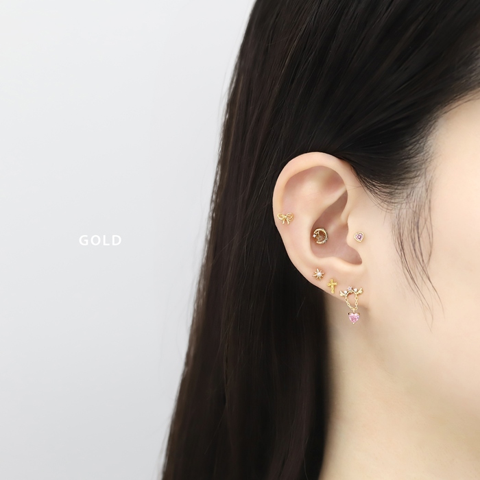 凛 RIN 軟骨ピアス 16G ボディピアス 羽 ハート 天使 チェーン 揺れる