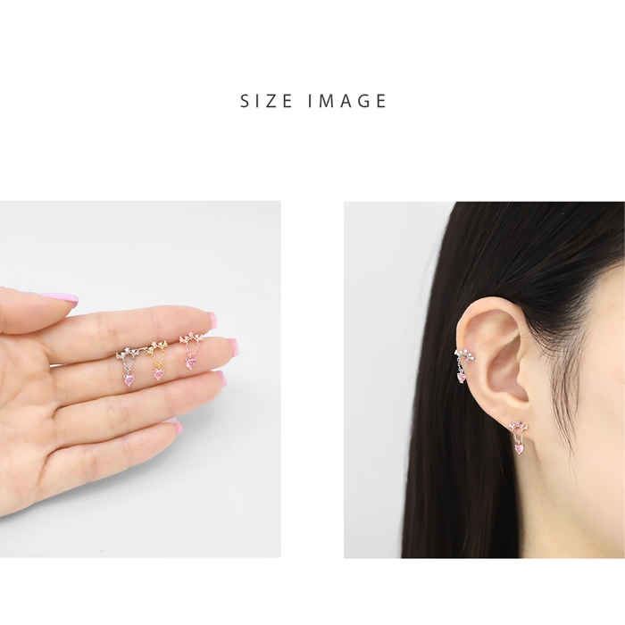 凛 RIN 軟骨ピアス 16G ボディピアス 羽 ハート 天使 チェーン 揺れる