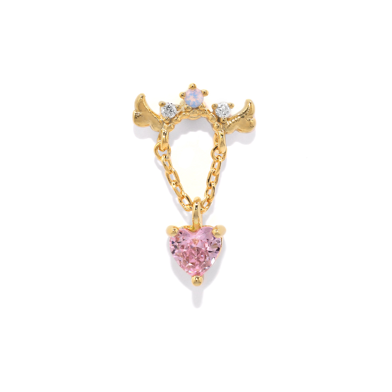 凛 RIN 軟骨ピアス 16G ボディピアス 羽 ハート 天使 チェーン 揺れる