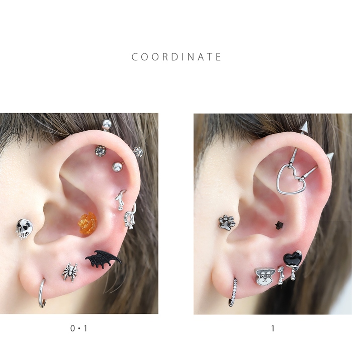 凛 RIN 軟骨ピアス 16G ボディピアス 数字 ナンバー 文字 かわいい