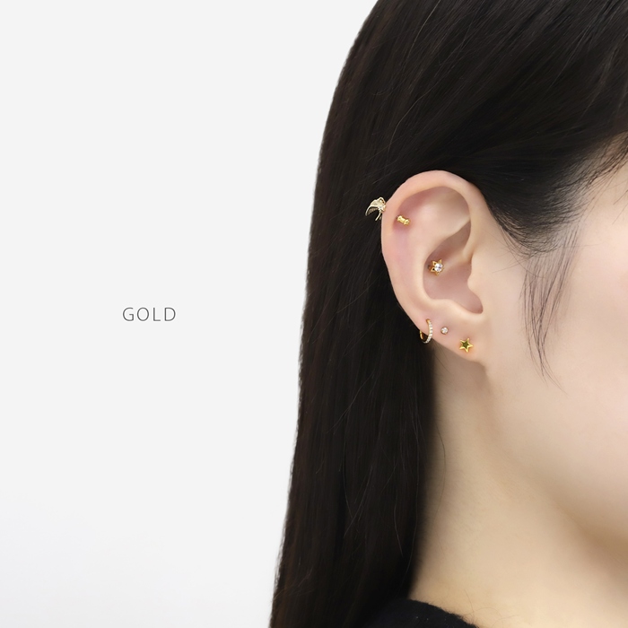 軟骨ピアス 16G 鳥 星 とり スター ジュエル チャーム付き