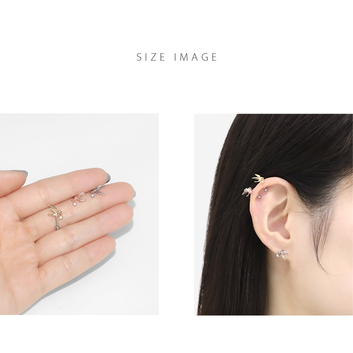 軟骨ピアス 16G 鳥 星 とり スター ジュエル チャーム付き