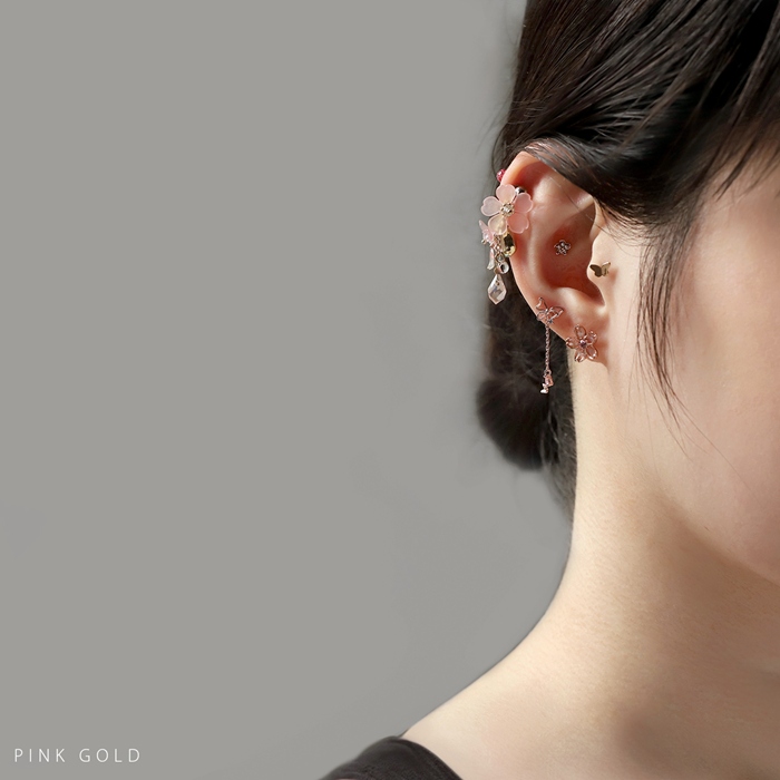 凛 RIN 軟骨ピアス 16G ボディピアス 蝶 蝶々 チェーン ジュエル