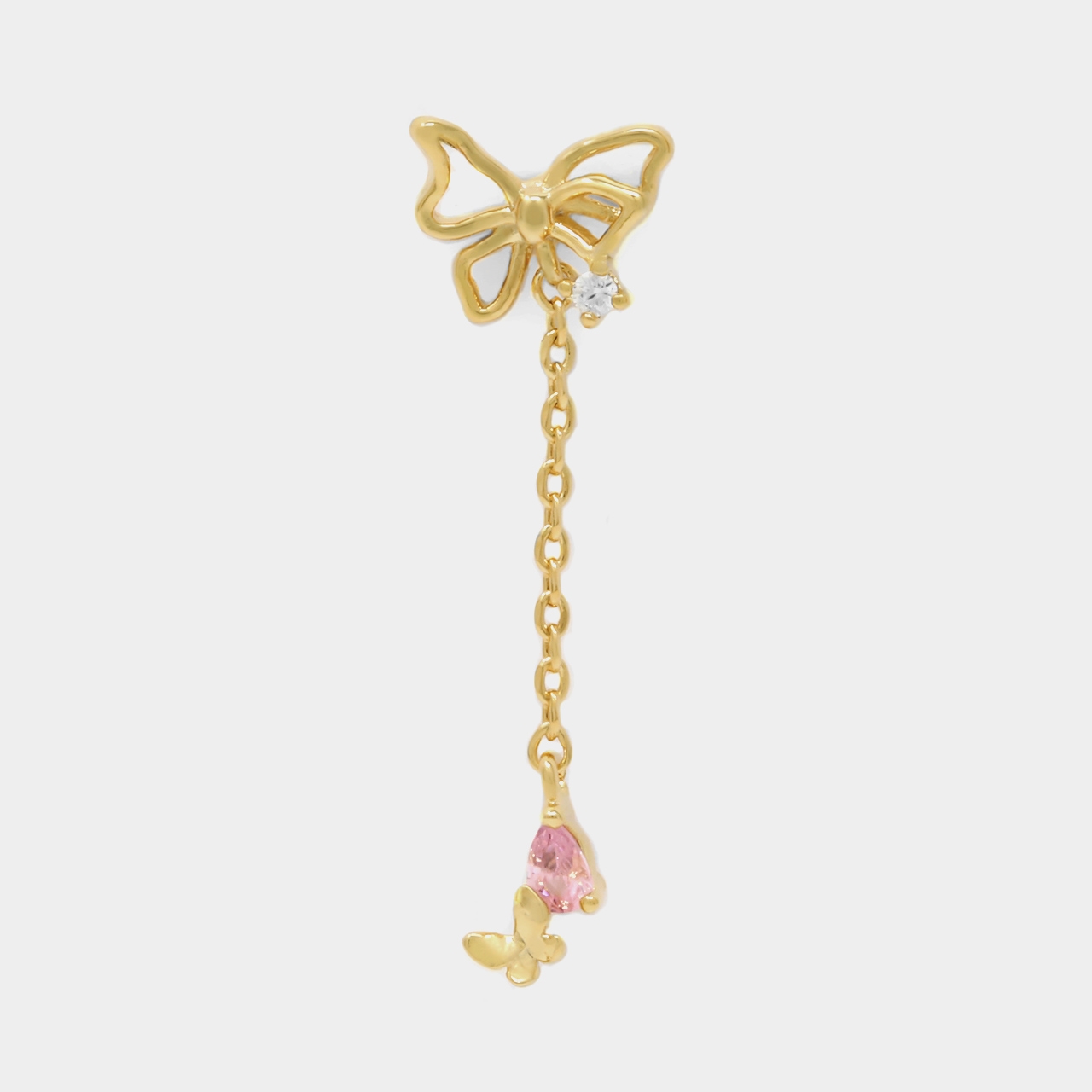 凛 RIN 軟骨ピアス 16G ボディピアス 蝶 蝶々 チェーン ジュエル