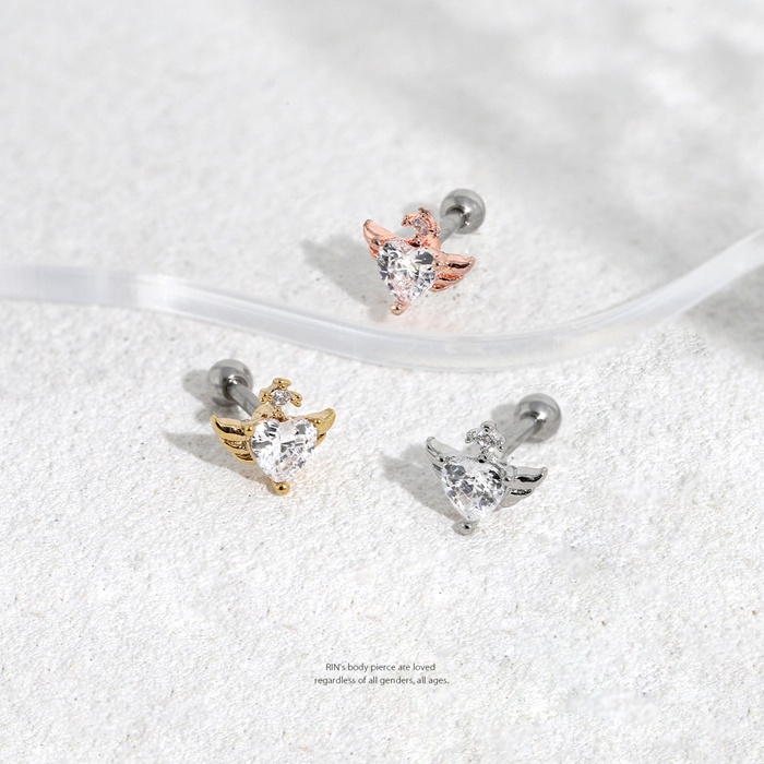 凛 RIN 軟骨ピアス 16G ボディピアス ハート 翼 エンジェル ウィング 凛 RIN 軟骨ピアス 16G ボディピアス ハート 翼 エンジェル ウィング