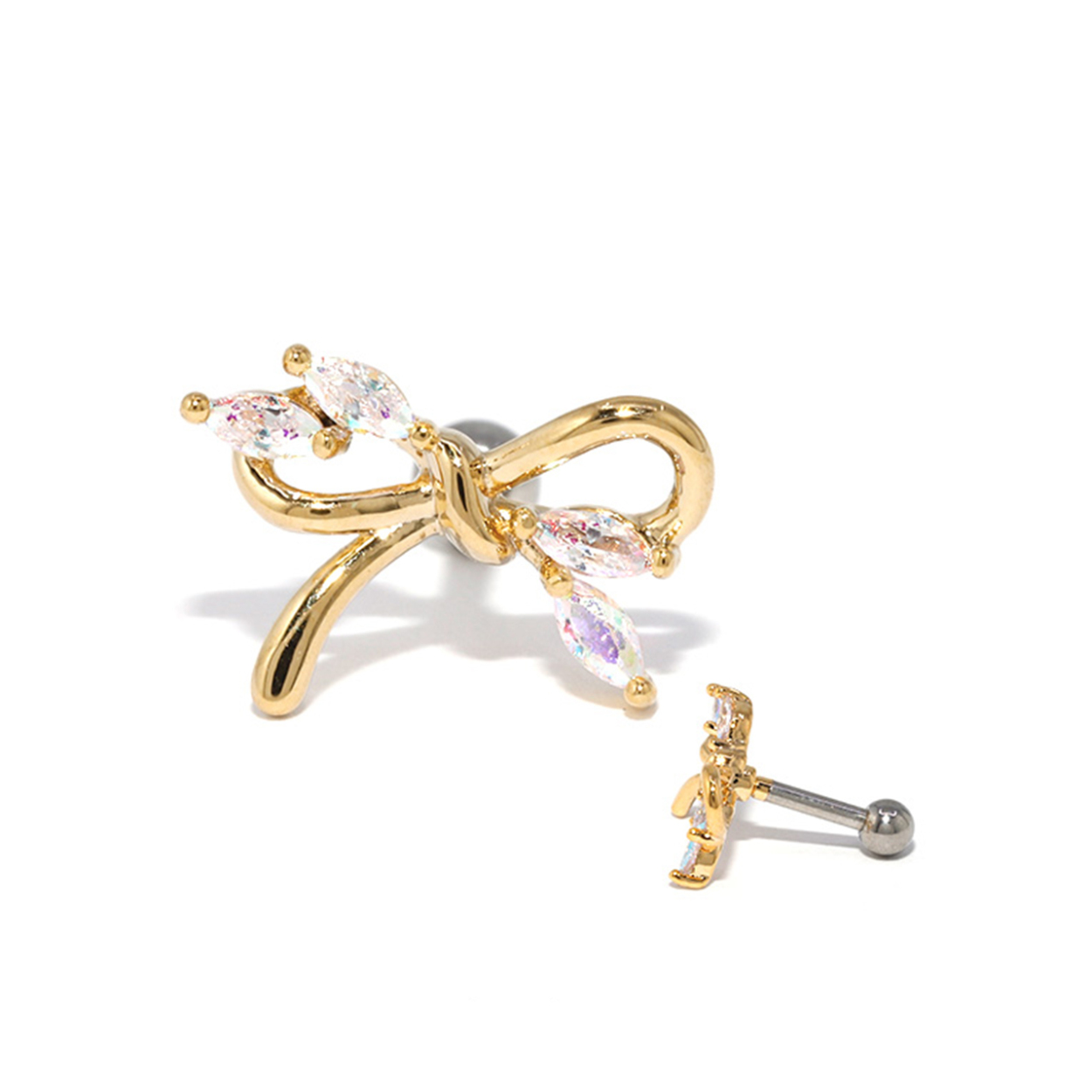 ピアス ムーンストーン プラチナ ヘリックス トラガス 片耳 メンズ