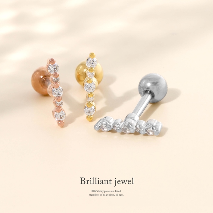 ボディピアス 軟骨 16G ジュエル バー 片耳用 金属アレルギー対応 サージカルステンレス レディース | 凛 RIN | 04