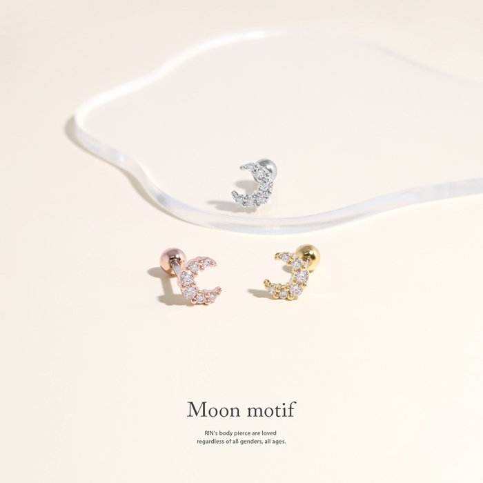 凛 RIN ボディピアス 月 軟骨 16G ムーン ジュエル 宇宙 キラキラ