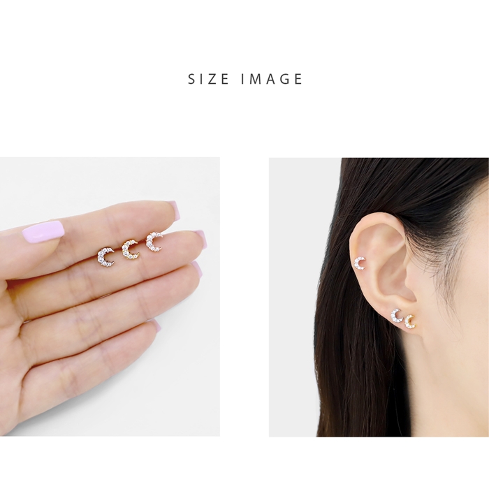 凛 RIN ボディピアス 月 軟骨 16G ムーン ジュエル 宇宙 キラキラ