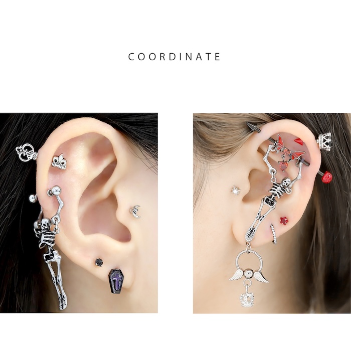凛 RIN チャーム 軟骨ピアス 18G パーツ ボディピアス 16G スカル