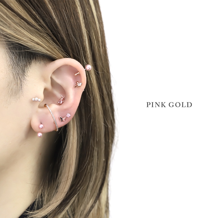 凛 RIN ボディピアス 16G 軟骨 イヤーカフ風 ジュエル ライン