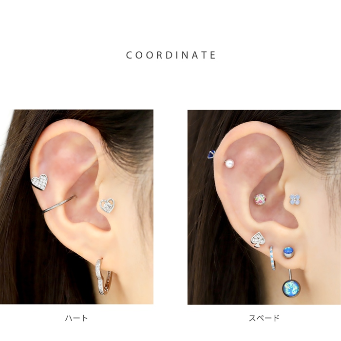 凛 RIN ボディピアス 16G 軟骨ピアス ストレートバーベル トランプ