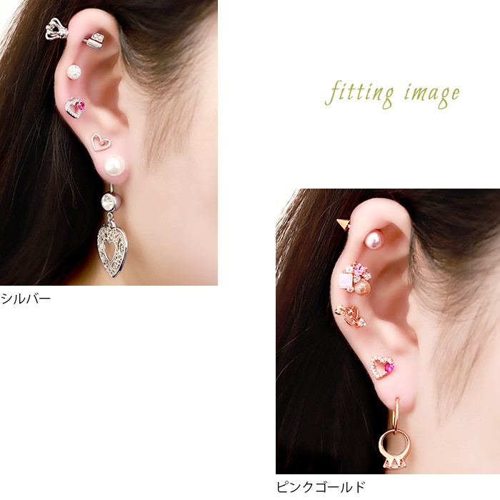 凛 RIN 軟骨ピアス かわいい ボディピアス 16G ハート ジュエル
