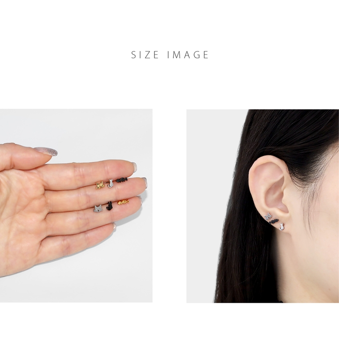 凛 RIN ボディピアス レディース 16G 猫 ねこ ネコ 魚 キャット 軟骨