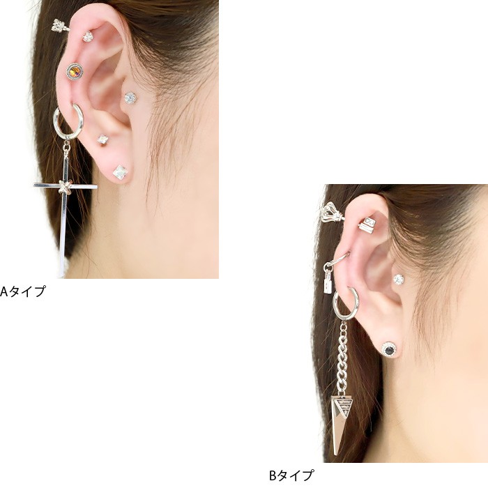凛 RIN ボディピアス ワンタッチ クロス 18G リング 軟骨 十字架 三角