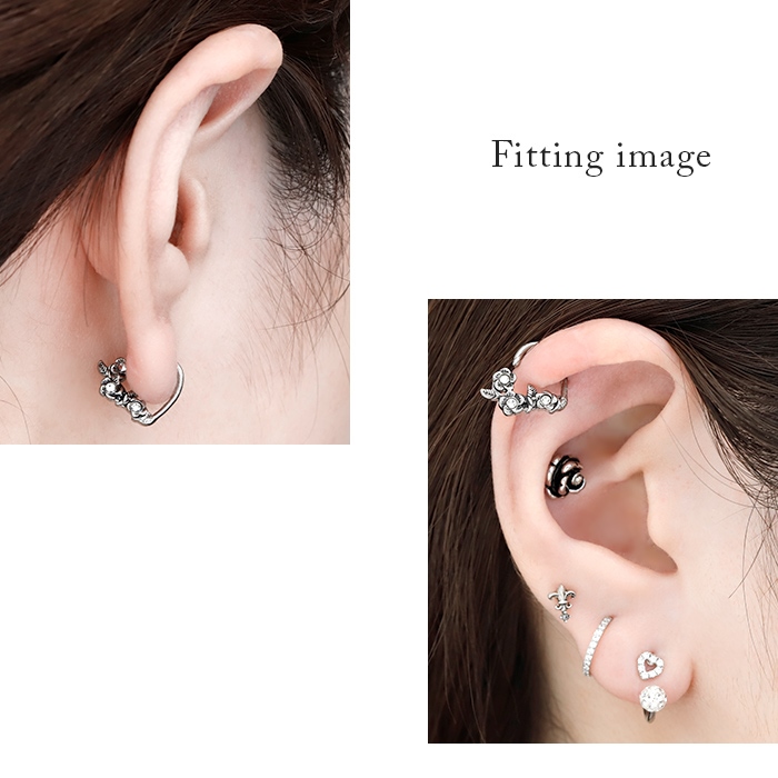 凛 RIN ボディピアス 16G 軟骨 ハート 花 シームレスリング フープ