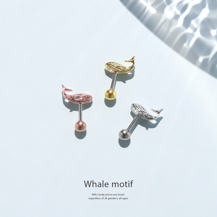 凛 RIN 軟骨ピアス 16G ボディピアス クジラ 鯨 夏 ストレートバーベル