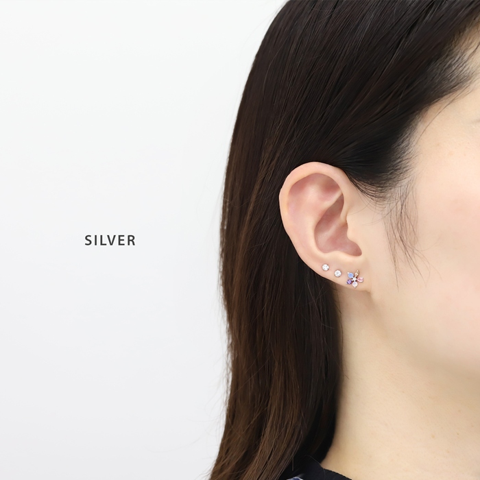 軟骨ピアス 16G ボディピアス 花 ジュエル フラワー ビジュー キラキラ ストレートバーベル サージカルステンレス 片耳用 | 凛 RIN | 06