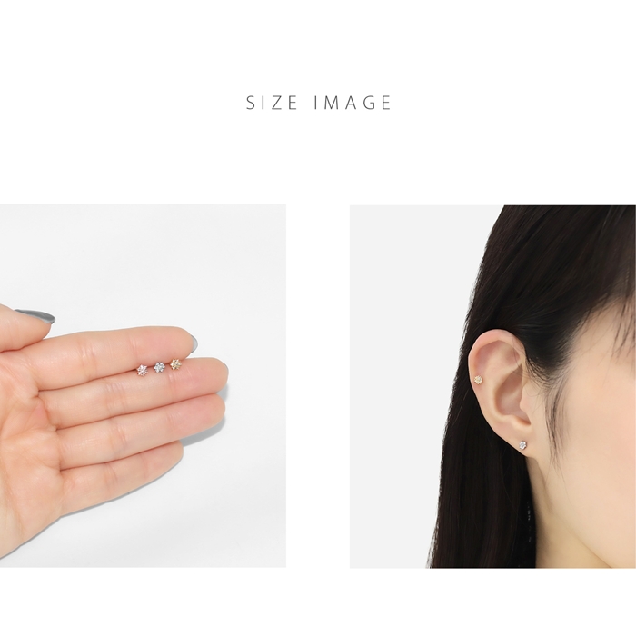 軟骨ピアス 16G ジュエル 雪の結晶 雪 小さめ プチ ミニ キュービック