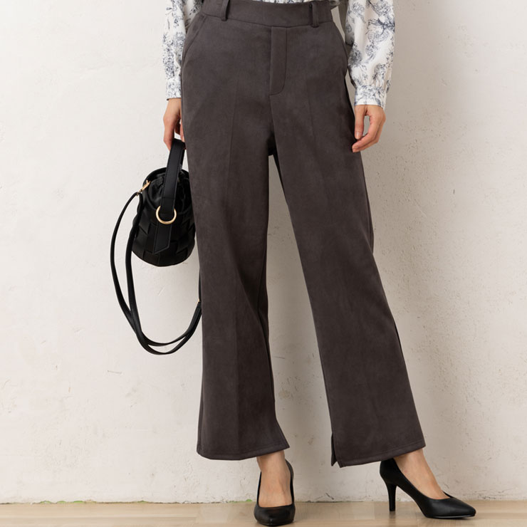 パンツ ロングパンツ レディース 秋冬春 (M〜L)スエード ポンチ