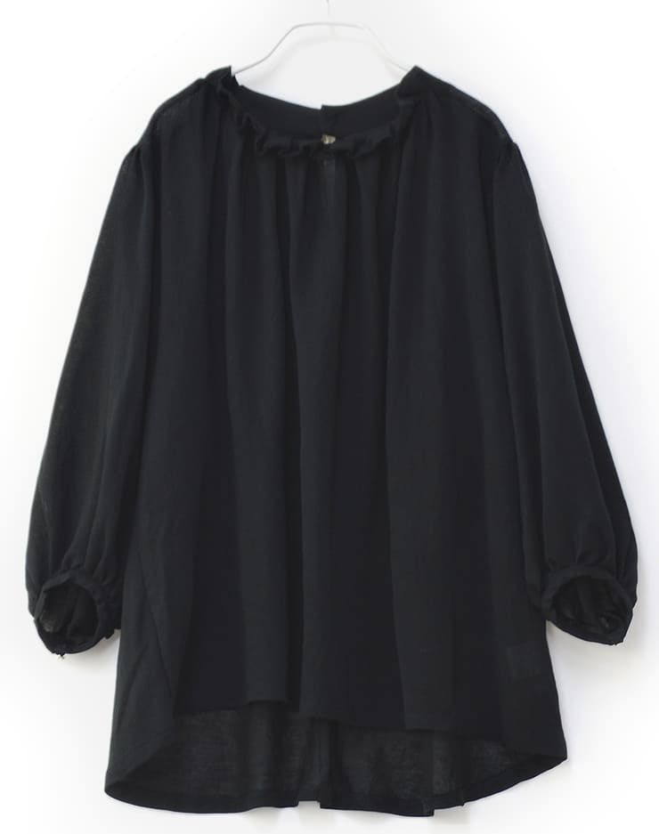 大放出セールカットソー レディース きれいめ トップス 春夏 (SALE40)(メール便 送料無料06)(M〜L)綿混 ギャザー ブラウスライク 七分袖 カットソー(エコ包装)(cs)(il)