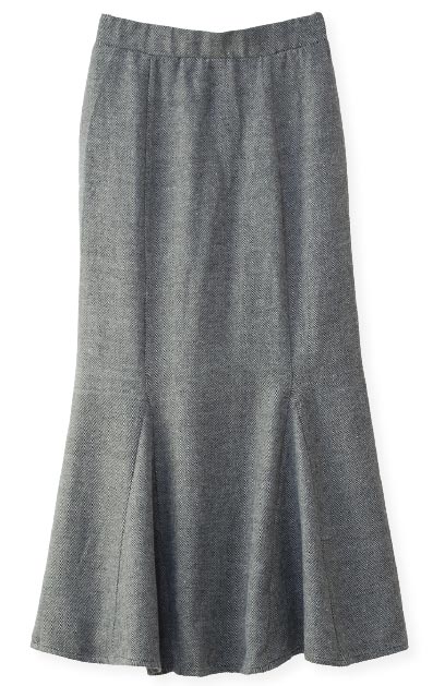 スカート(SALE30)(M〜L)綿混 ヘリンボーン 織り ツイード ウォッシャブル ロング丈 マー...