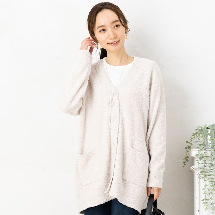もこもこ カーディガン ルームウェア レディース トップス(M〜L)5Gふわ