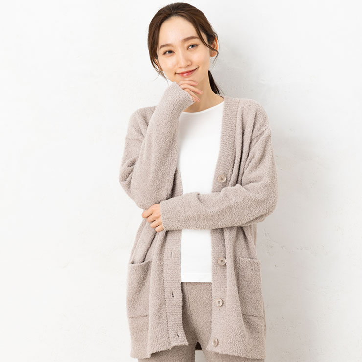 もこもこ カーディガン ルームウェア レディース トップス(M〜L)5Gふわ