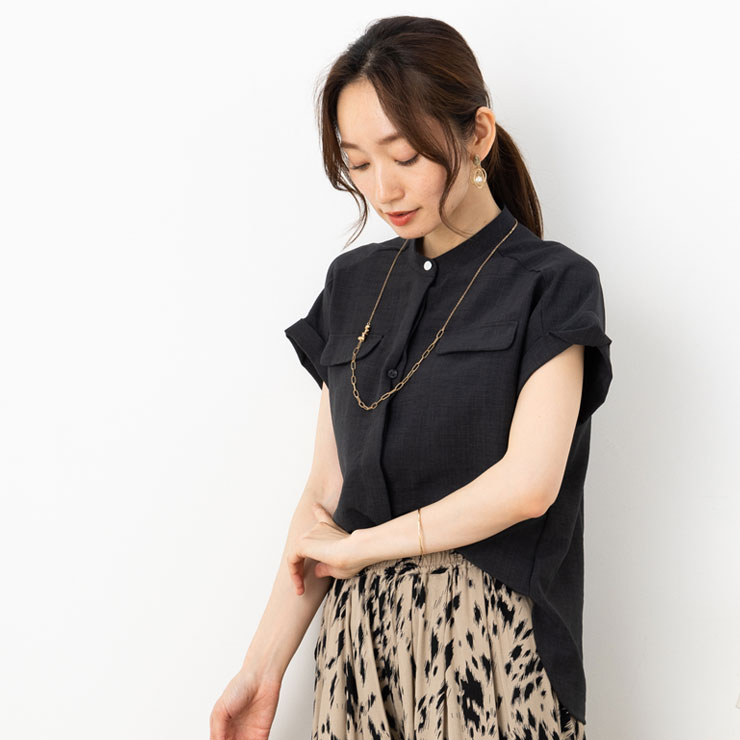 STYLEDELI オーバーサイズリネンブラウス 紫