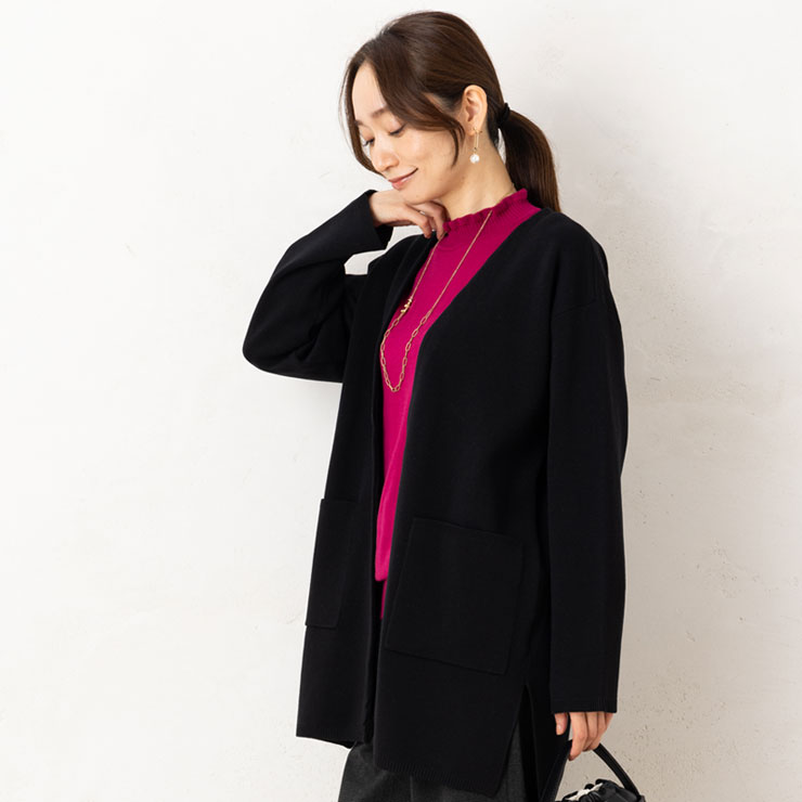 ニット コート カーディガン 厚手 レディース 12G マシュマロ