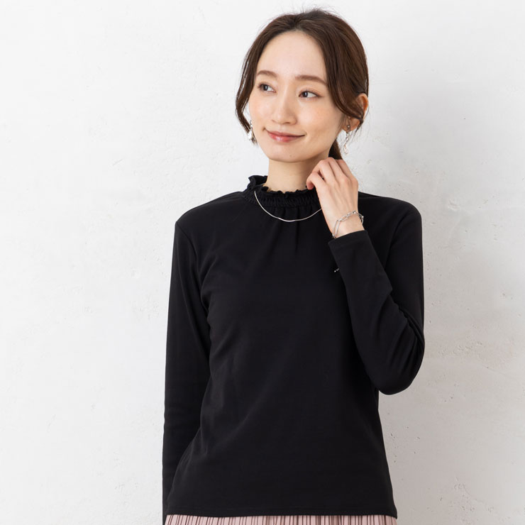 ハイネック トップス(メール便 送料無料12)吸湿発熱HOTMORE 綿100