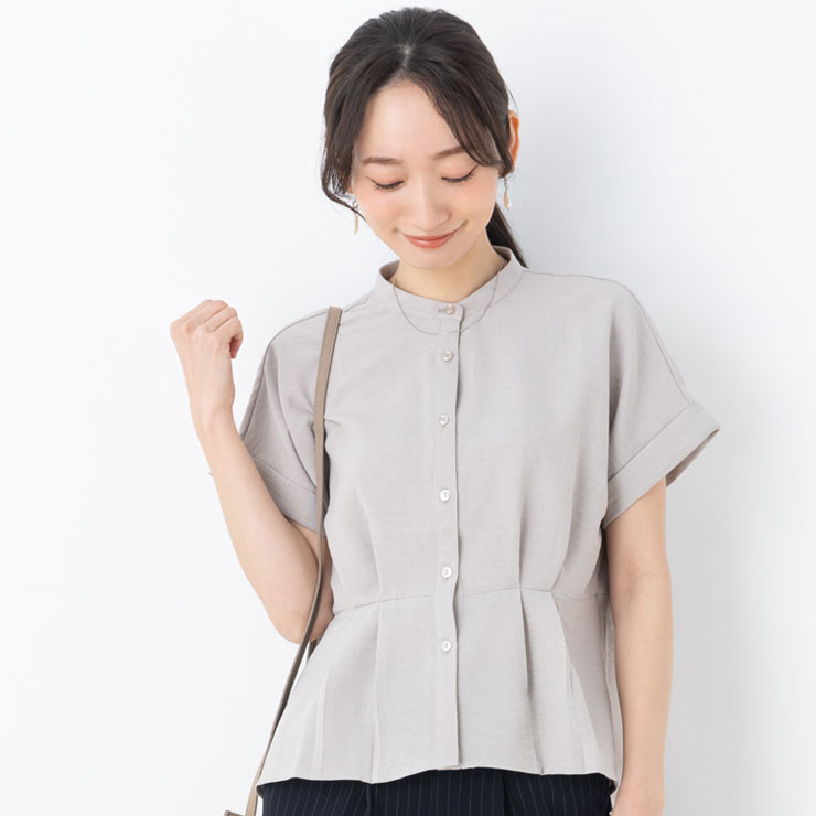ブラウス 半袖 レディース トップス 春夏(メール便 送料無料12)麻調