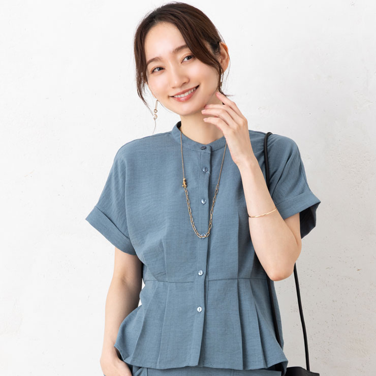 ブラウス 半袖 レディース トップス 春夏(メール便 送料無料12)麻調