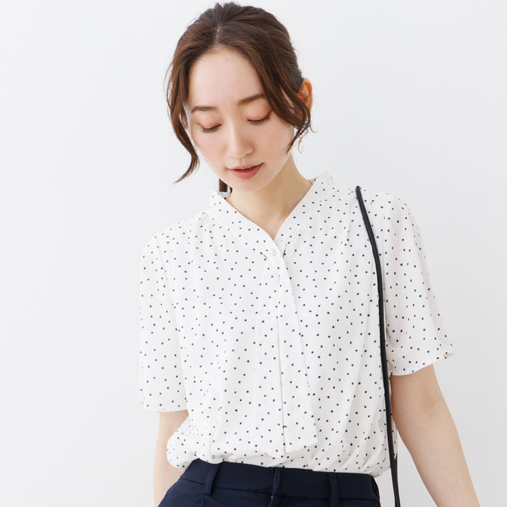 ブラウス 半袖 レディース トップス 春夏(メール便 送料無料06)(S〜LL