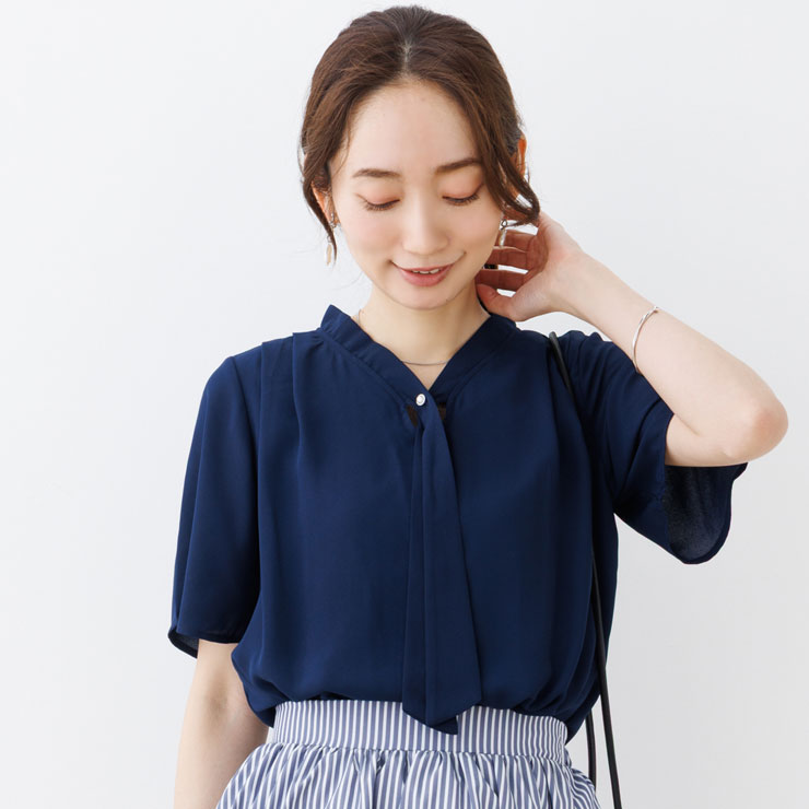ブラウス 半袖 レディース トップス 春夏(メール便 送料無料06)(S〜LL